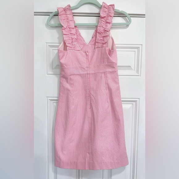 Lilly Pulitzer Womens Phoebe Ruffle Neckline Pink Stripe Sheath Dress Size 00 - Picture 3 of 4